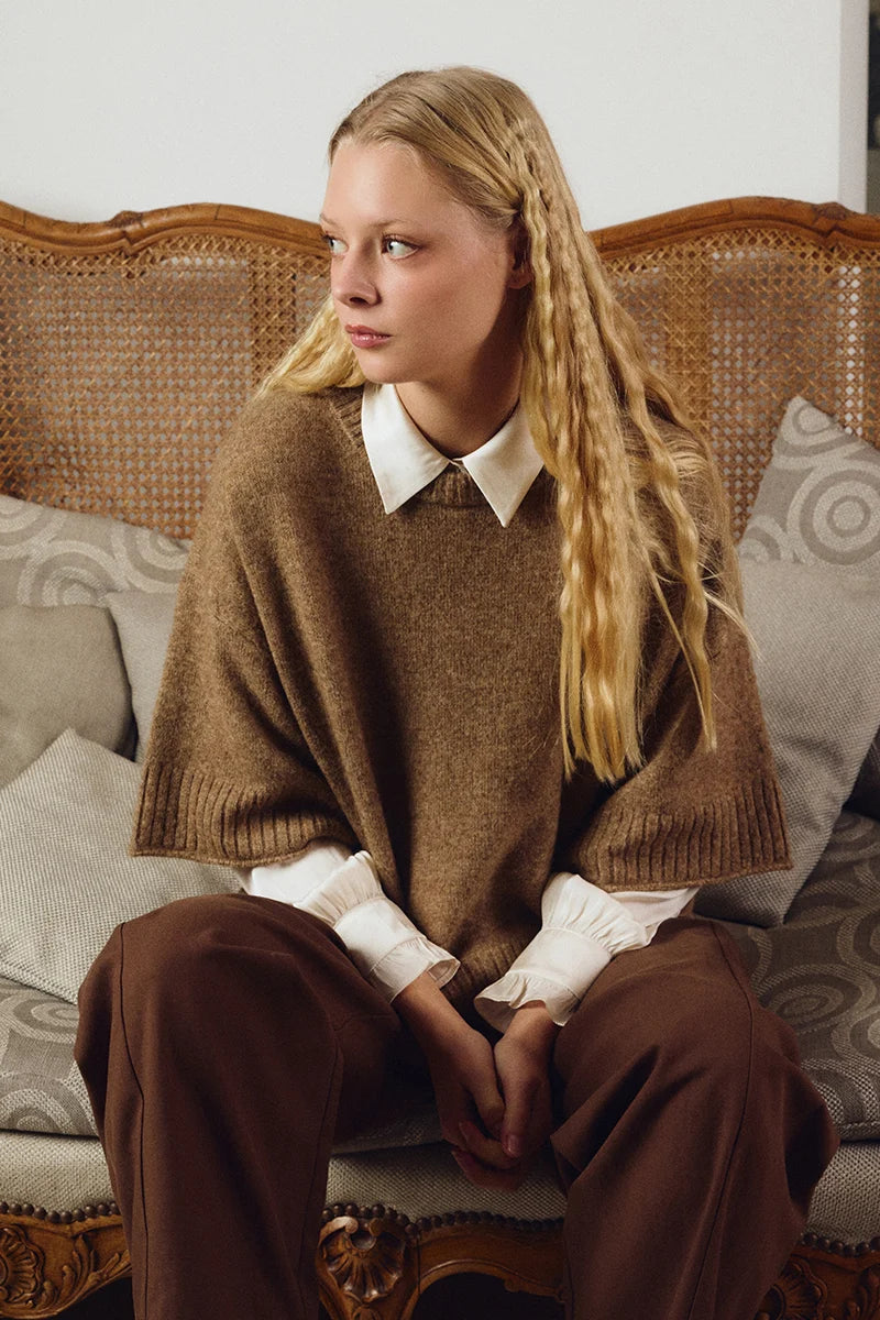 Fallow Flared Sweater Top- Camel