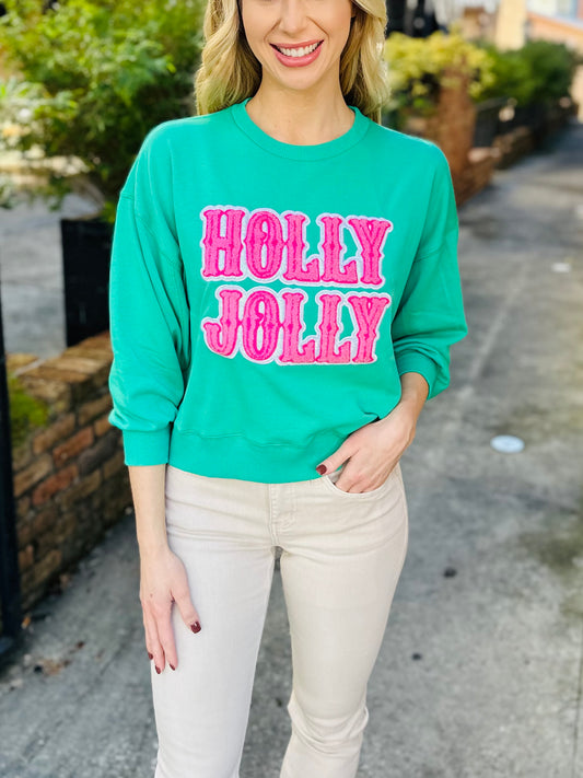 Millie Holly Jolly Sweatshirt- Green