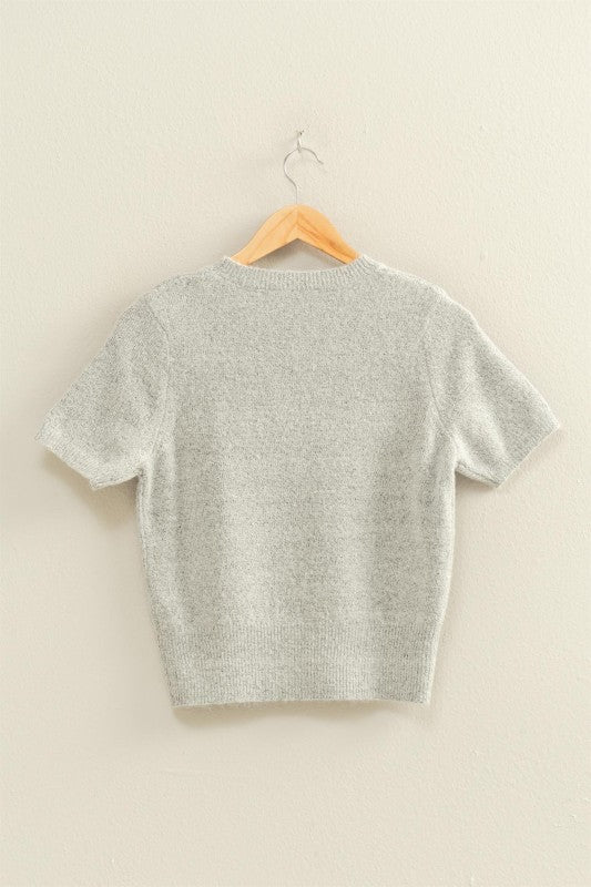 Sierra Crew Neck Sweater Top- Gray
