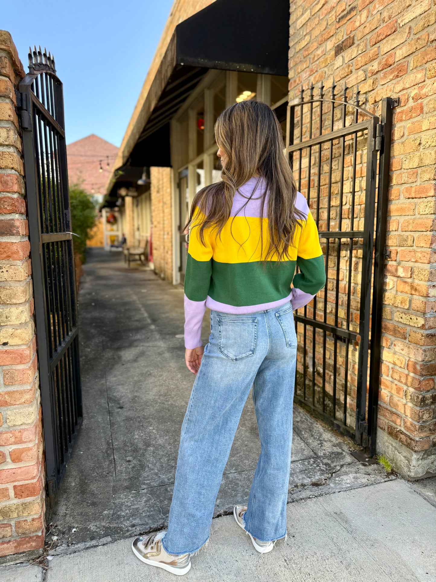 Mardi Gras Colorblock Sweater