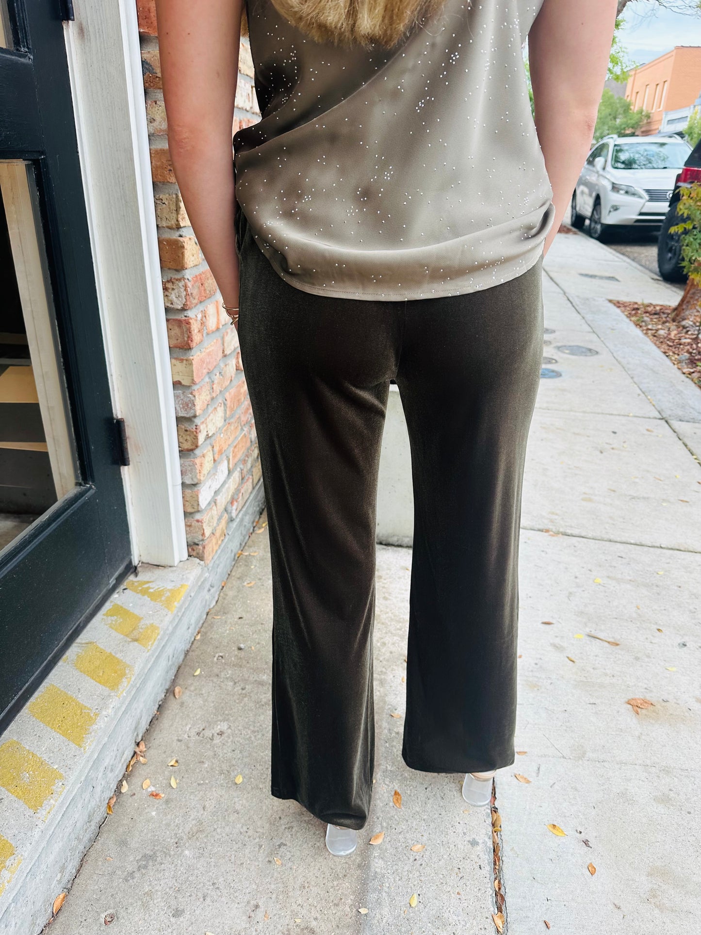 Ashley Velvet Pants- Olive