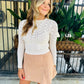 Pointelle Fitted Top- Ivory/Blush