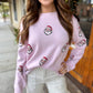 Santa Crown Sweater- Pink