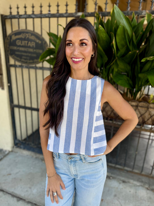 Darby Striped Top- Navy