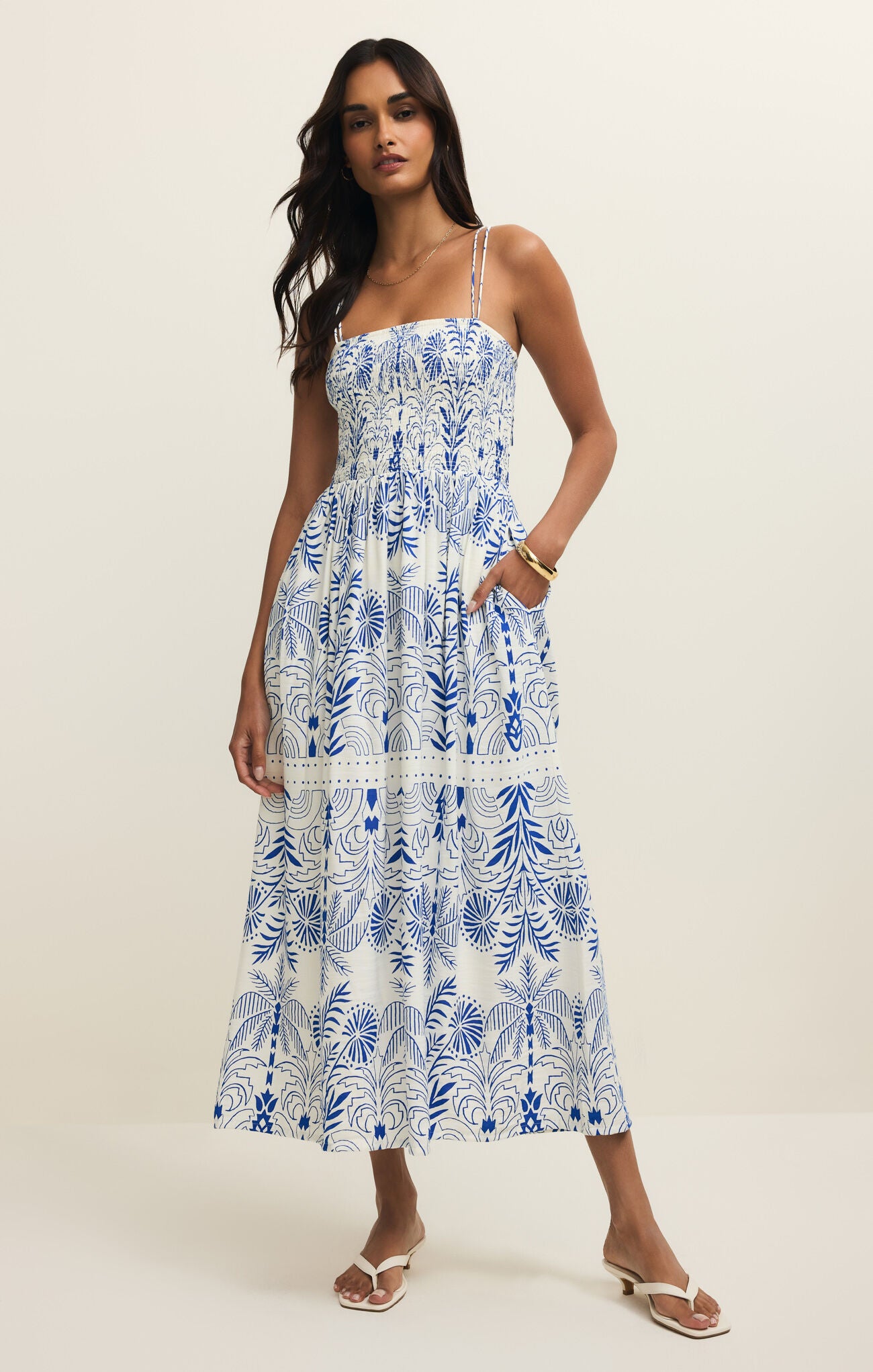 Z Supply Nadine Palm Maxi Dress- Nautical
