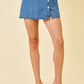 Overlay Wrap Button Denim Skort