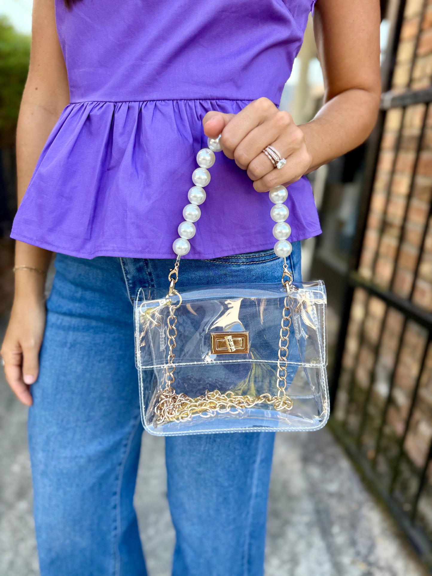 Audrey Clear Bag- Pearl