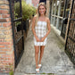 Gia Gingham Linen Mini Dress- Khaki