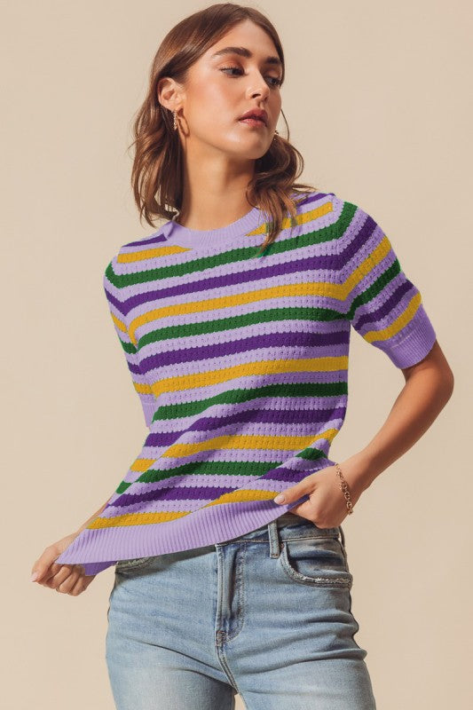 Basin MG Stripe Top- Lavender