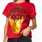 Queen Poinsettia Flower Pot Tee- Red