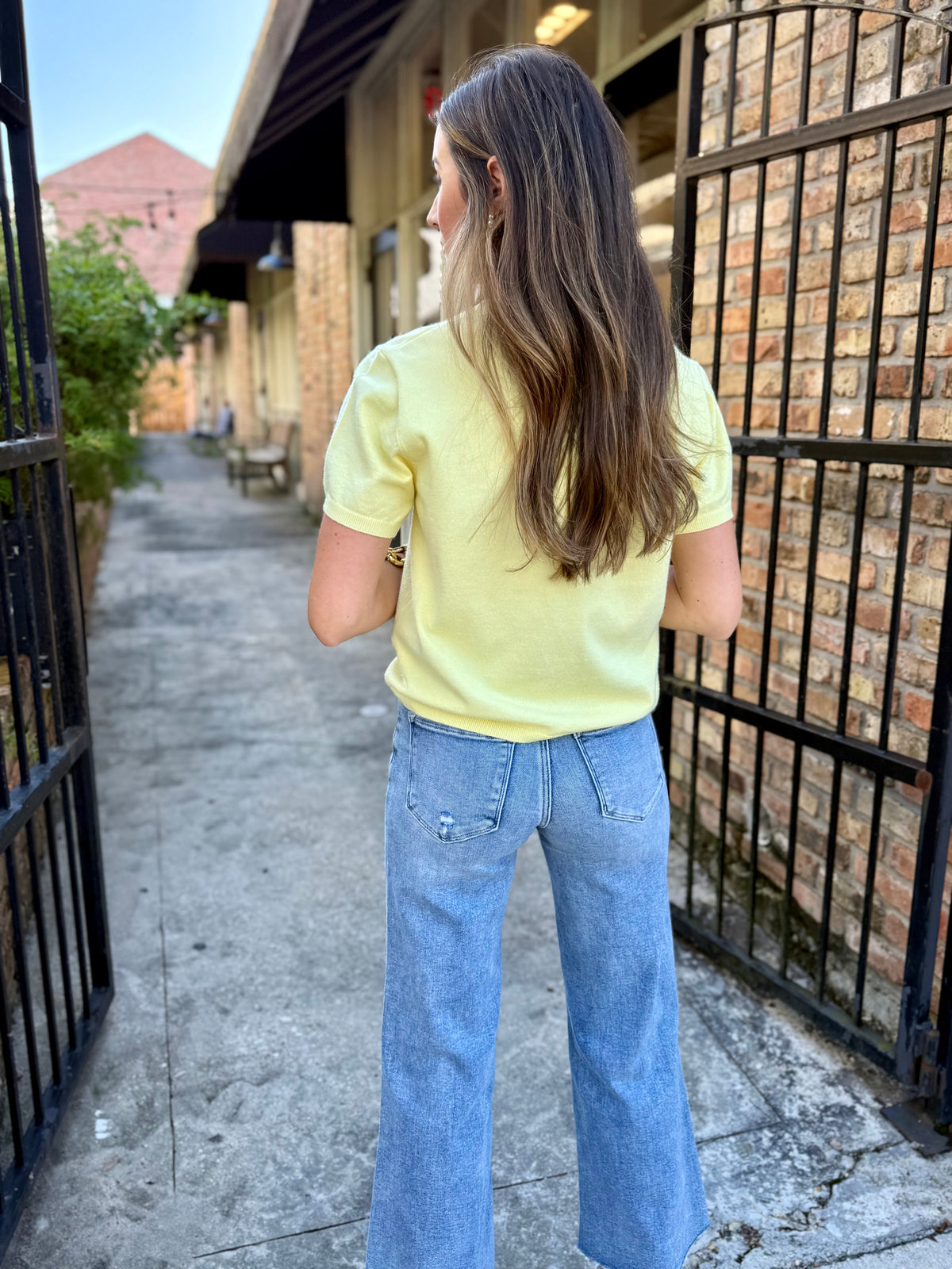 Crystal Sweater Top- Lemon