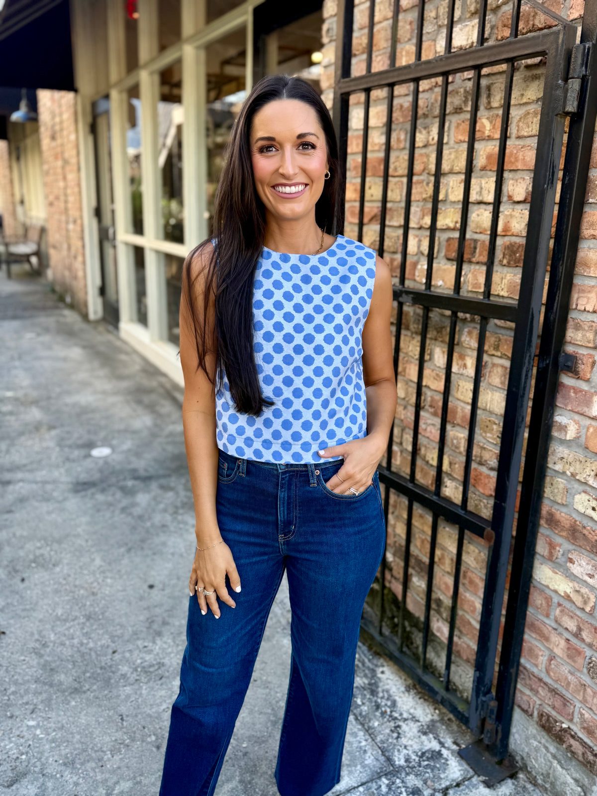 Dotty Polka Dot Top- Blue