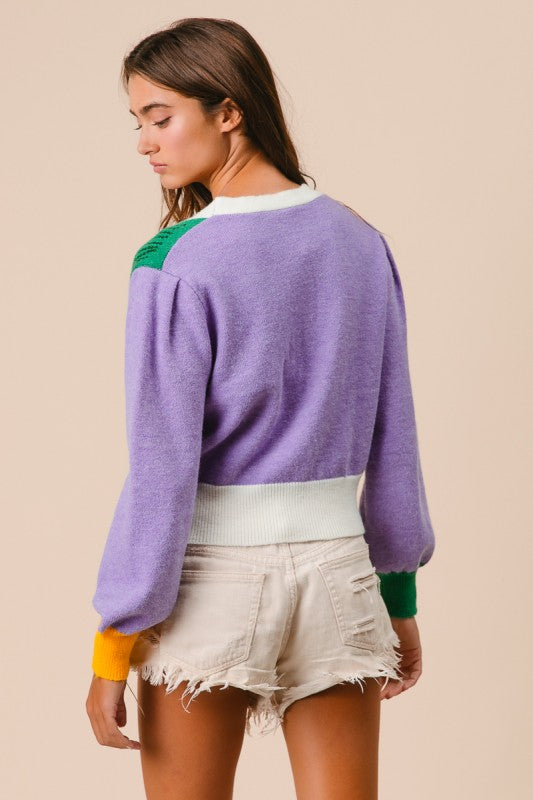 Thoth MG Colorblock Cardigan- Purple