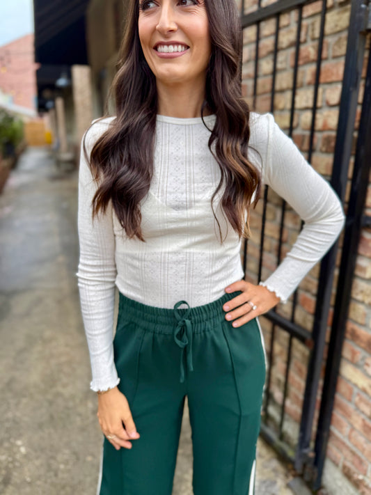 Waverly Pointelle Crewneck Tee- Cloud