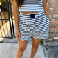 Nicole Striped Ribbed Tee- Navy/Blue