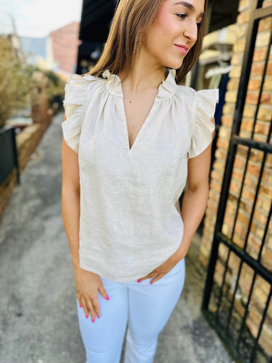 Heidi Linen Top-Natural