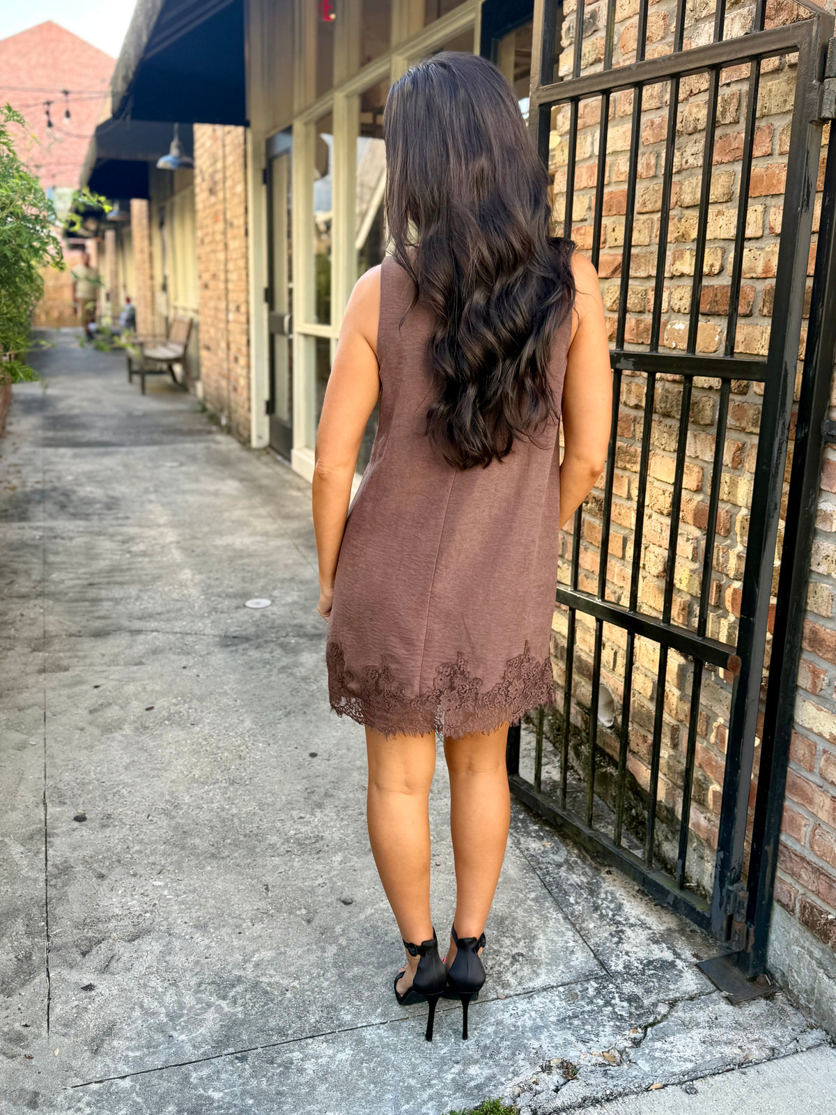 Lacey Suede Dress- Brown