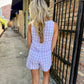 Garrett Gingham Top- Lavender/White