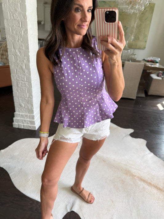 Chad Polka Dot Peplum- Purple