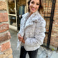 Pretty Fab Faux Fur Jacket- Ivory/Grey