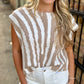 Tiger Boxy Sweater Top- Ivory/Tan