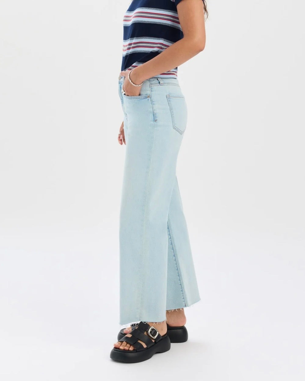 Pleaser High Rise Wide Ankle Denim- Detour
