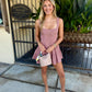 Tina Striped Romper-  Brown/Pink