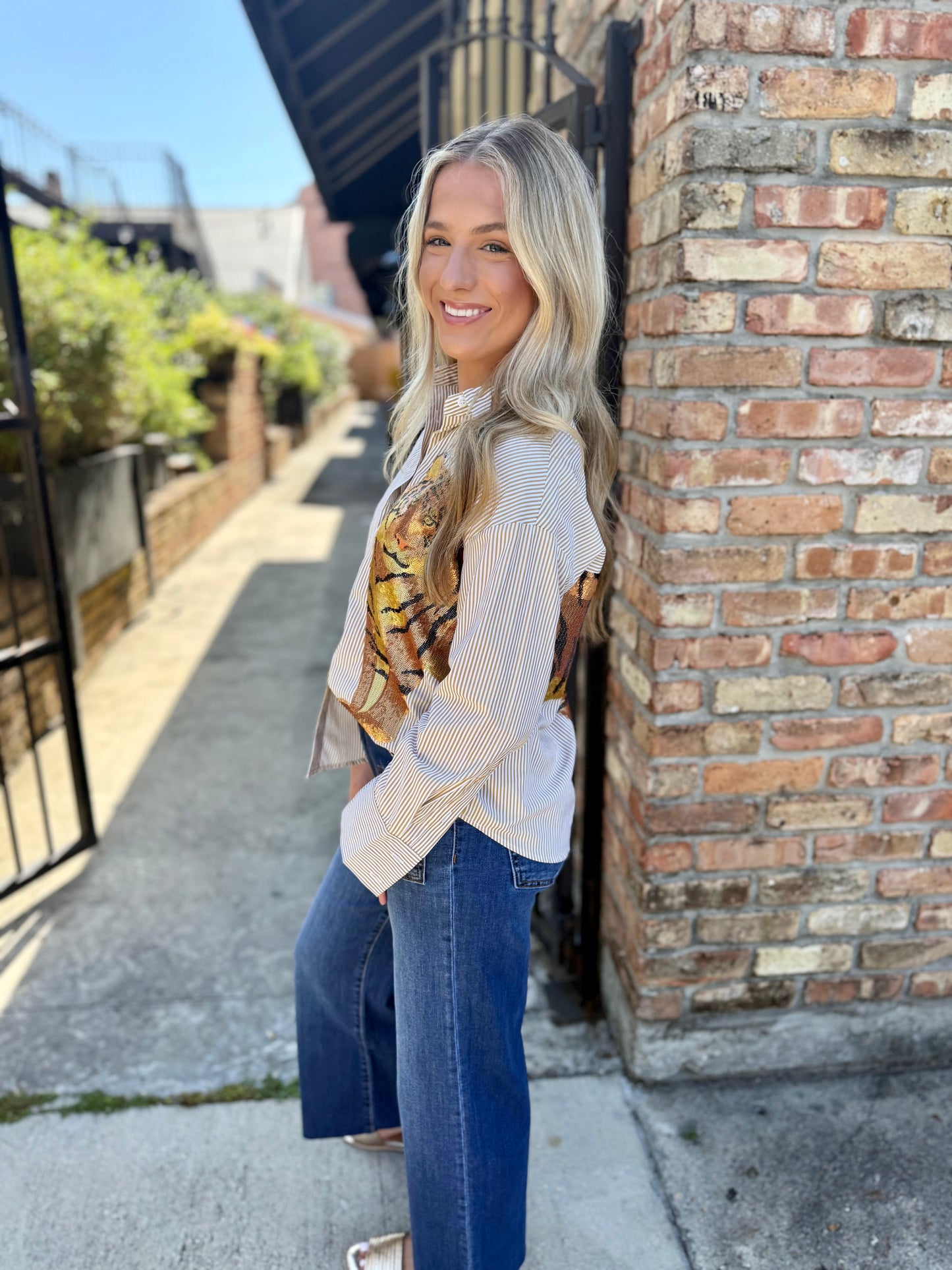 Tiger Striped Button Down