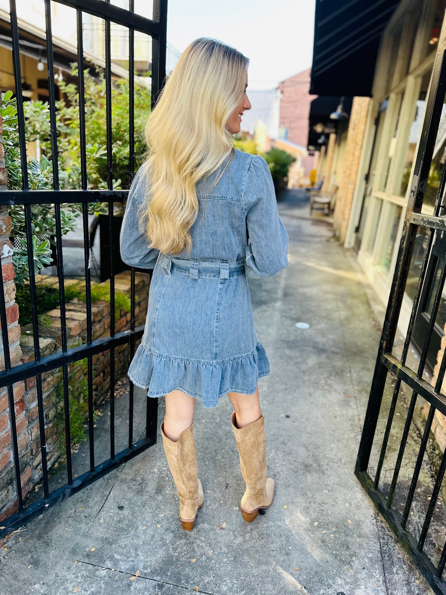 Belted Denim Dress