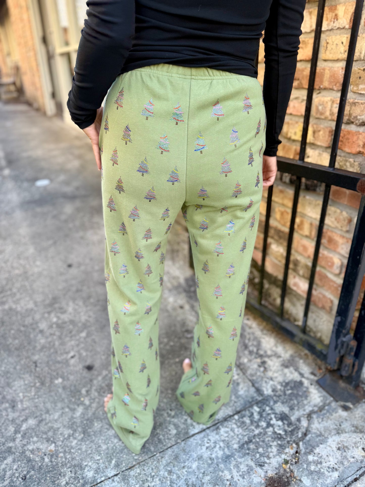 Scattered Multi Tree Pants- Mossy Green