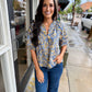 Luke Indigo Floral Ruffle Top