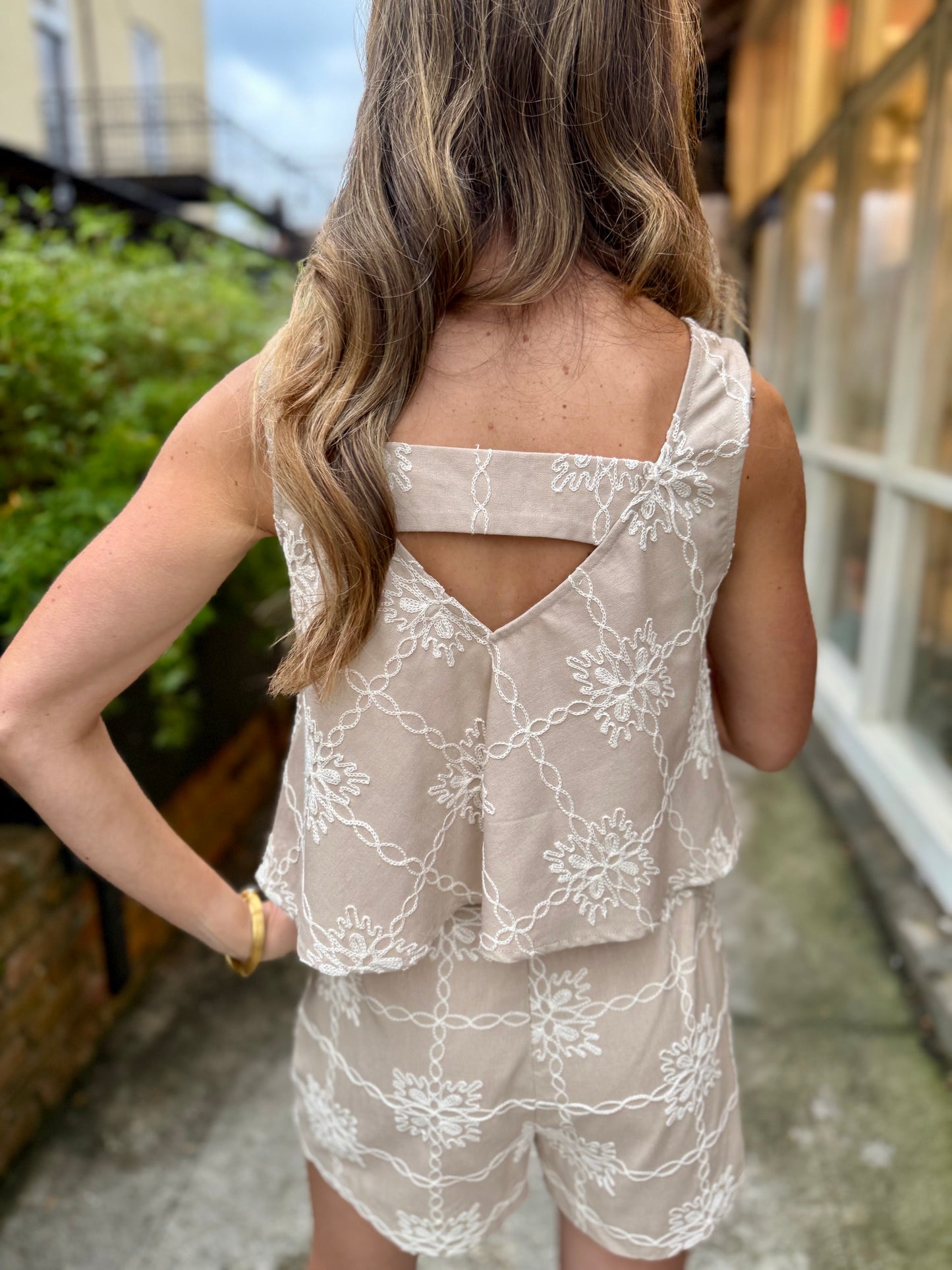 Ellie Embroidery 2 PC Set- Taupe