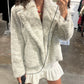 Pretty Fab Faux Fur Jacket- Ivory/Grey