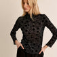 Semi Transparent Floral Top-Black