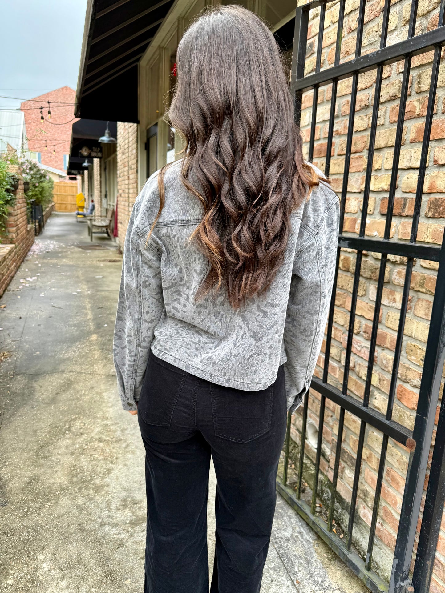 Miley Button Front Jacket- Grey Cheetah