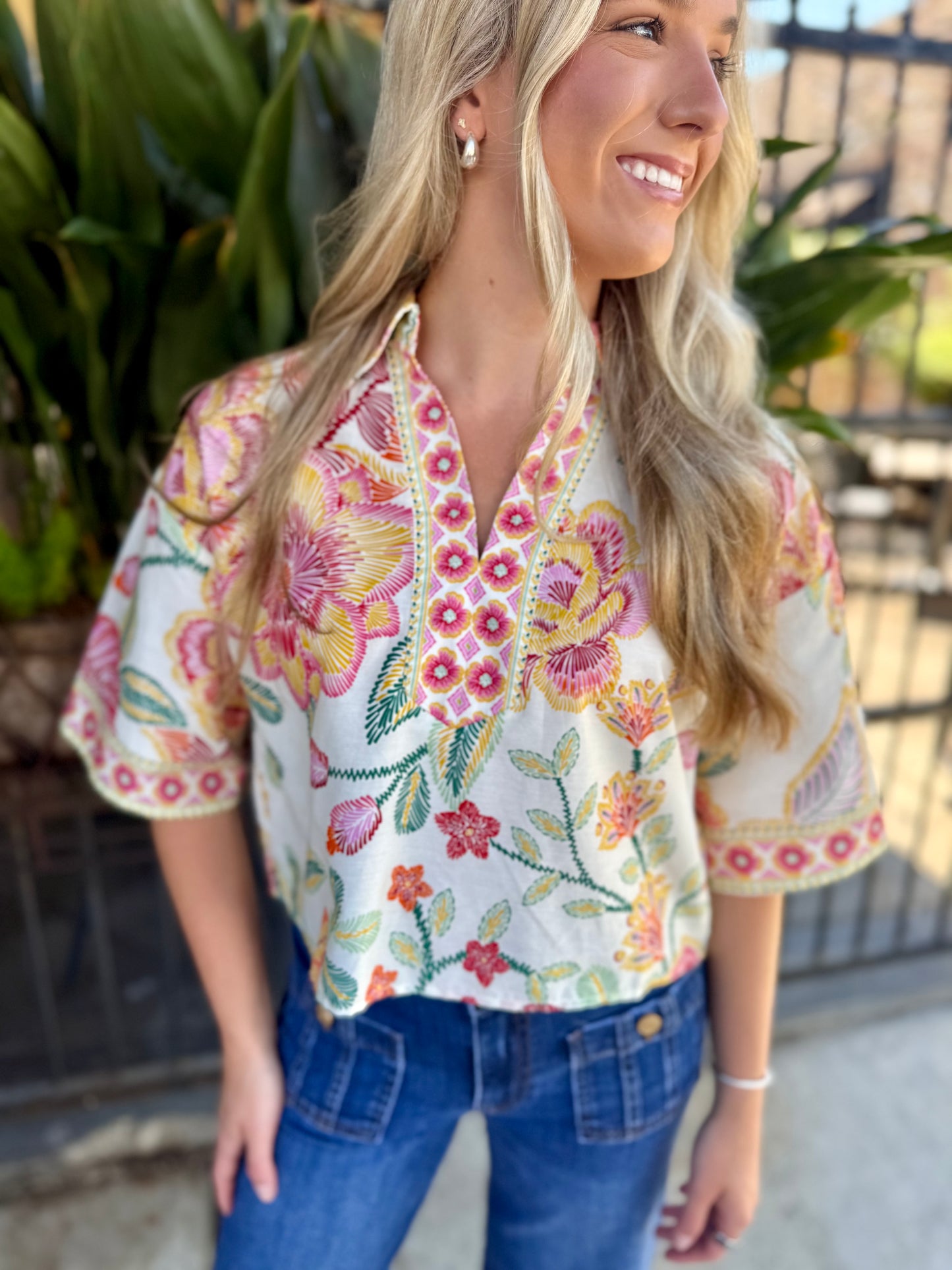 Izzy Botanical Top- Pink