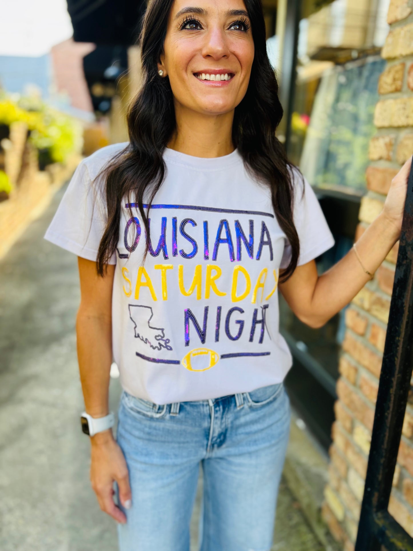 Louisiana Saturday Night Tee- Lavender