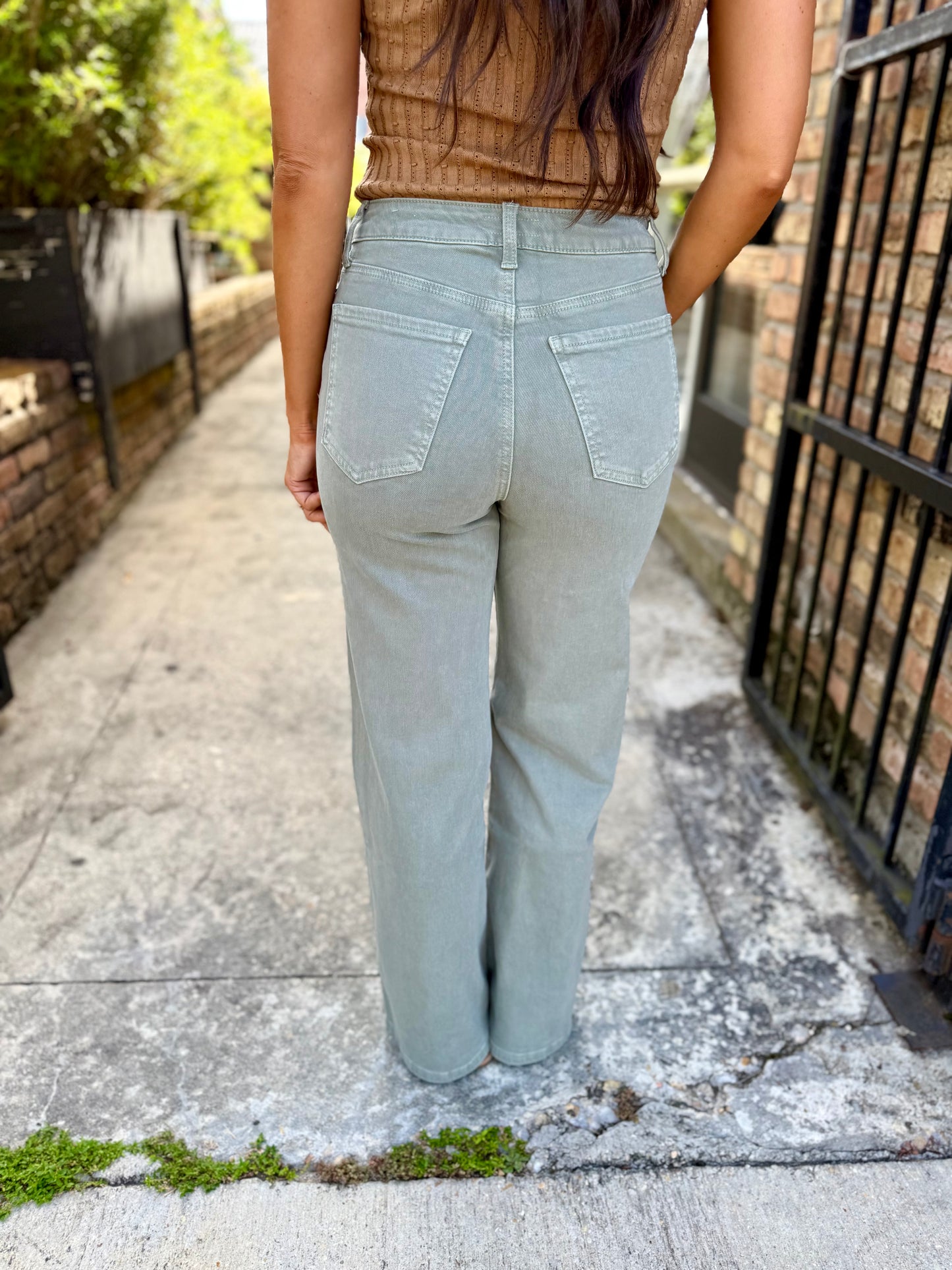 Maya (Sea Star Teal) HR Wide Leg Denim