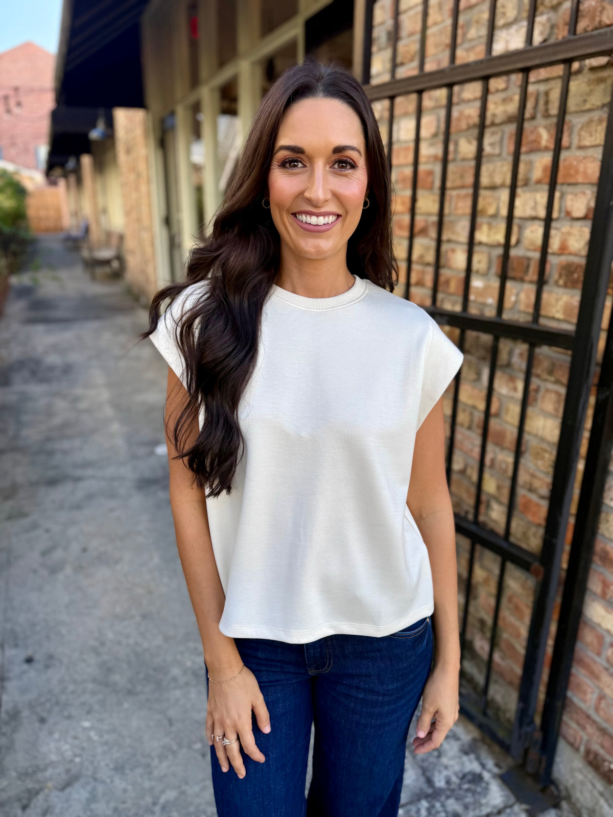 Campo Cap Sleeve Top- Ecru
