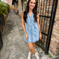 Button Down Denim Mini Dress
