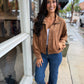Z Supply Corin Bubble Hem Jacket- Saddle