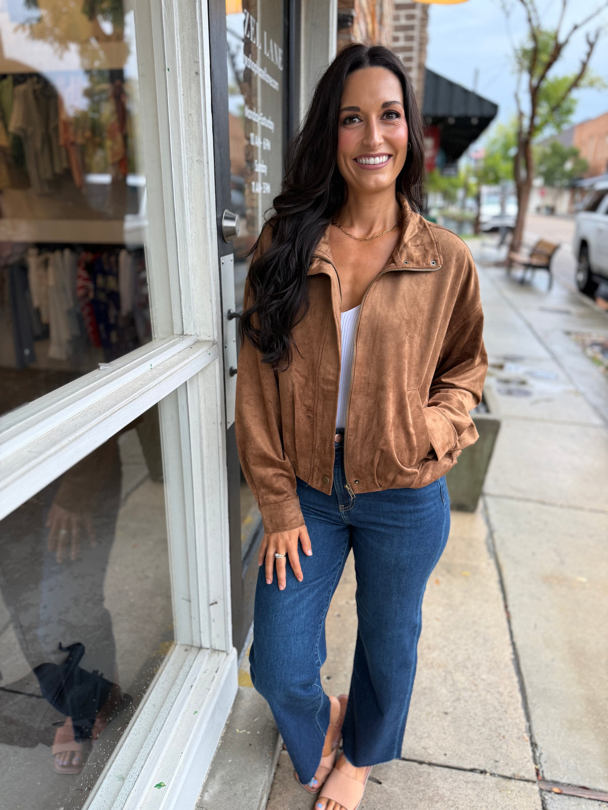 Z Supply Corin Bubble Hem Jacket- Saddle
