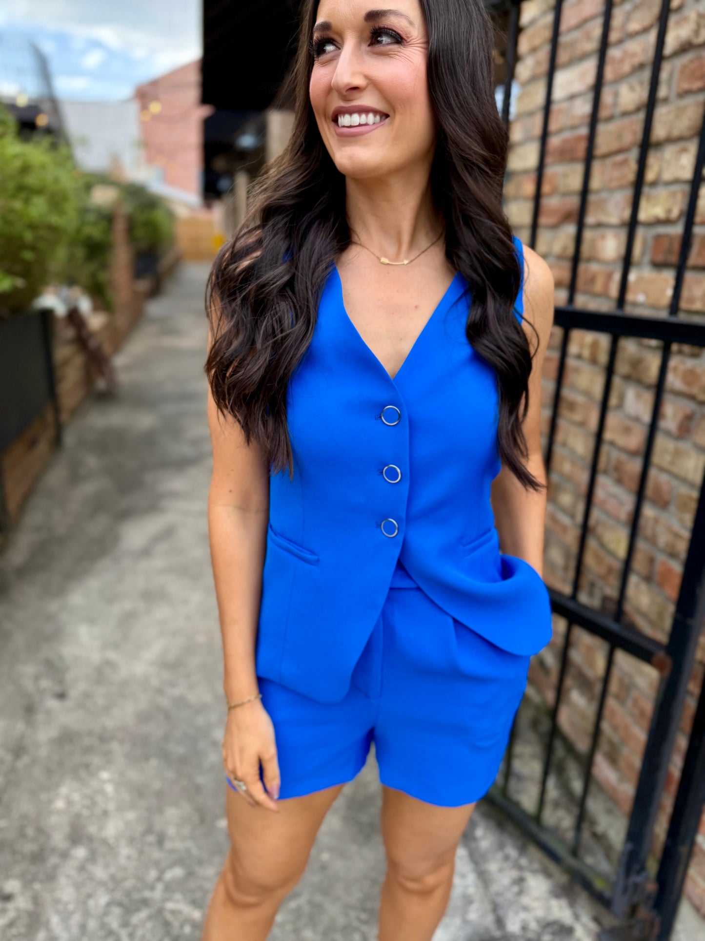 Lucas Button Vest- Eclectic Blue