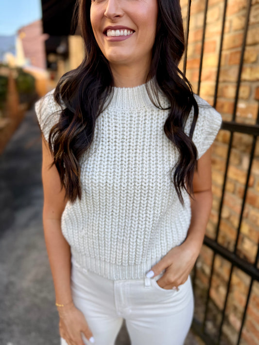 Chunky Handknit Tank- Ivory
