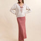 The Hostess Plaid Midi Skirt- Red
