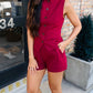 Berry Elastic Shorts- Burgundy