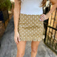 Polka Dot Mini Ruffle Skirt- Tan/White