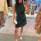 Darcy Mini Dress- Evergreen Suede