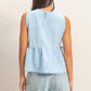 Gingham Peplum Top- Blue