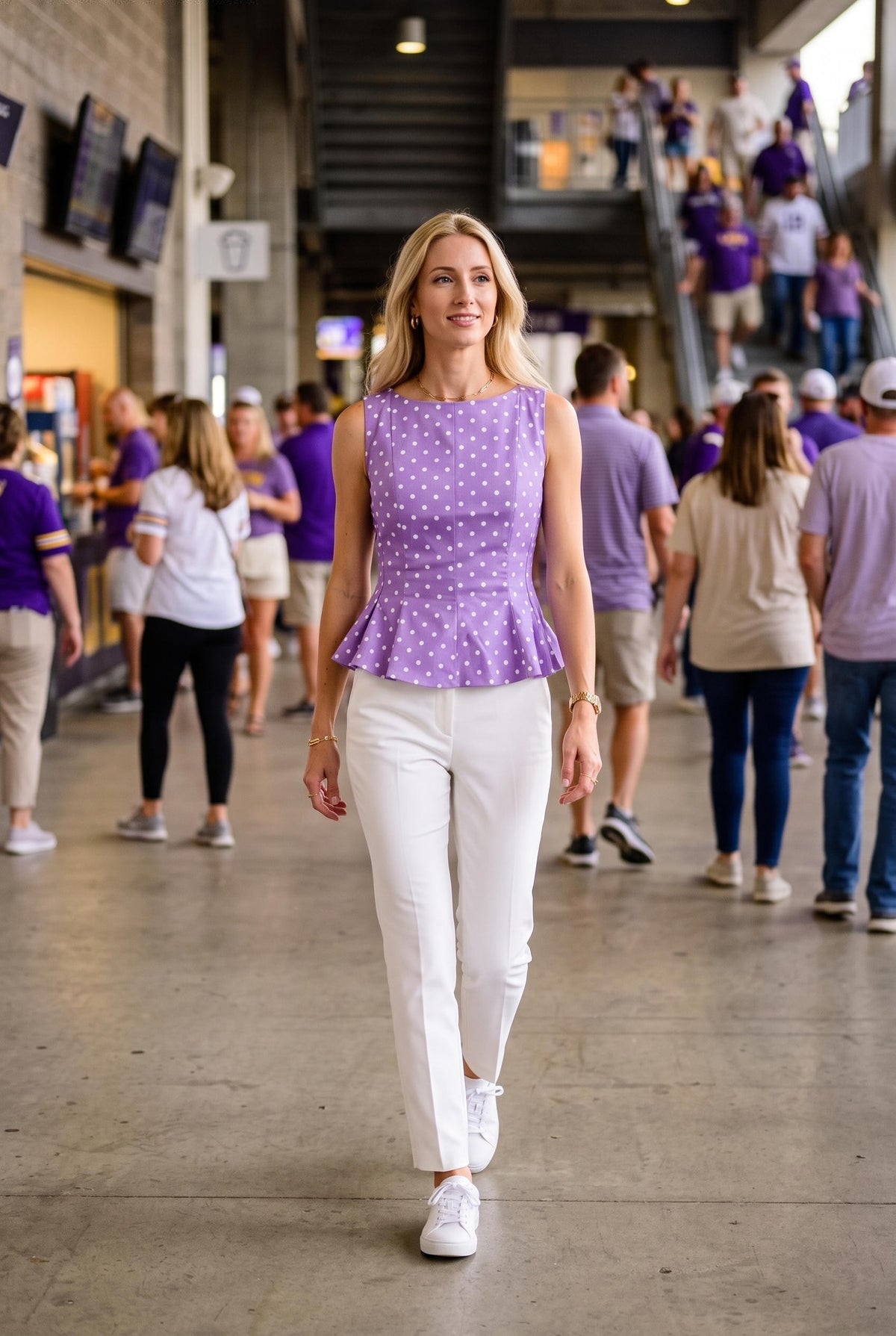Chad Polka Dot Peplum- Purple